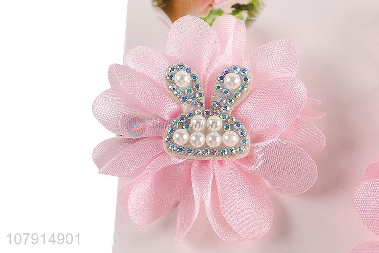 Good Quality Cute Rabbit Handmade Hairpin Headband Set For Baby Girls
