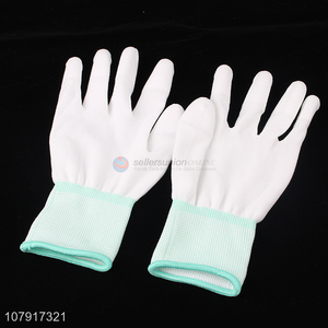 Good Quality White PU Fingertip Coating Glove Work Gloves