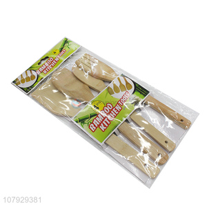 Low price wholesale long handle bamboo spoon general kitchen tools