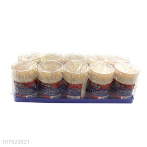 Factory direct sale wooden disposable double-head toothpicks with bottle