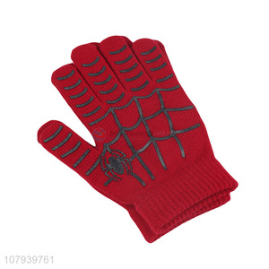 Personalized Spider Web Pattern Knitted Gloves Ladies Warm Gloves