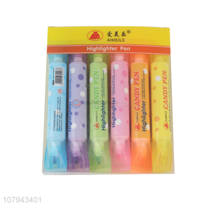 New style good quality 6pieces highlighter marker for stationery