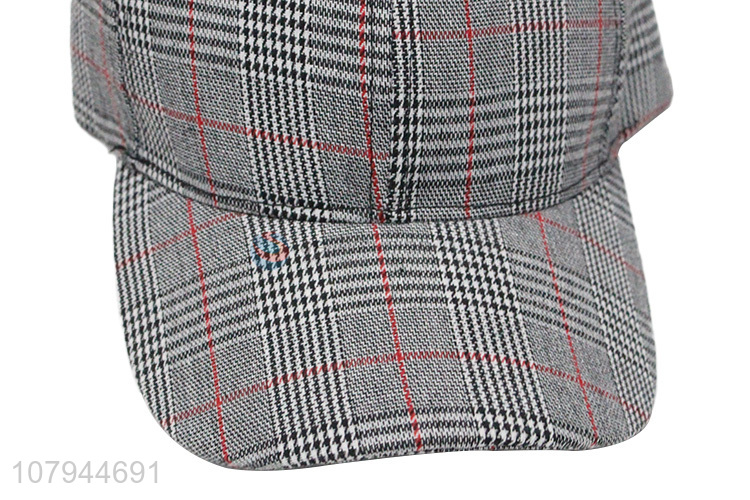 Top selling plaid pattern fashion peaked hat baseball cup for outdoor