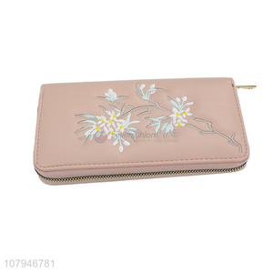 Low price flower pattern women fashion long wallet for sale