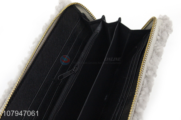 Cute design soft polyester lady handbag long style wallet