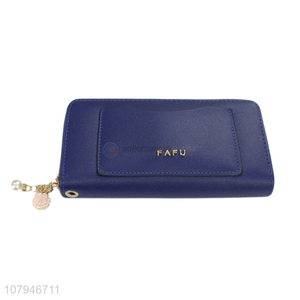 High quality dark blue fashion design women long wallet for sale