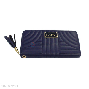 Online wholesale durable fashion lady long wallet with zipper