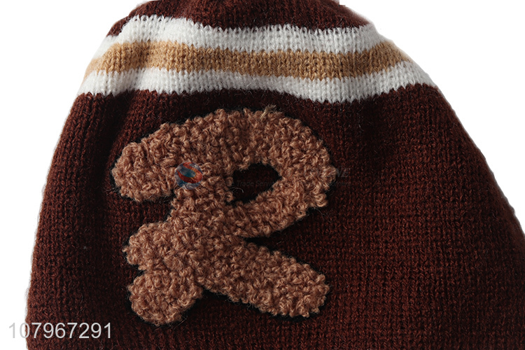 High quality baby winter warm knitted beanie hat infant knitting cap