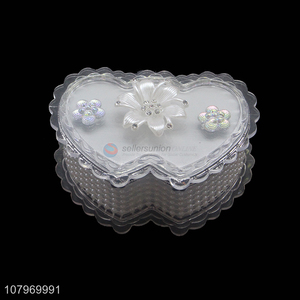 New arrival delicate double-heart shaped plastic jewelry box for decor