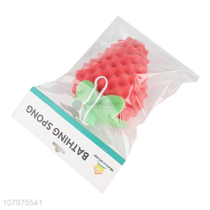 New arrival 3d strawberry shape bath exfoliating sponge for kids