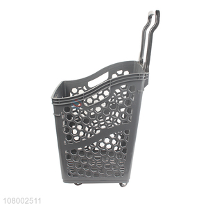 Hot selling supermarket store highback honeycomb shopping basket with 4 wheels