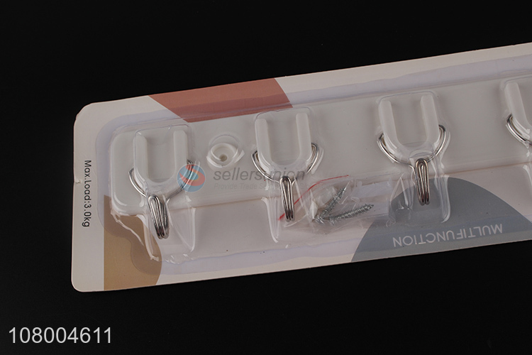 Best selling classic 5 hook organizer rack plastic adhesive hook