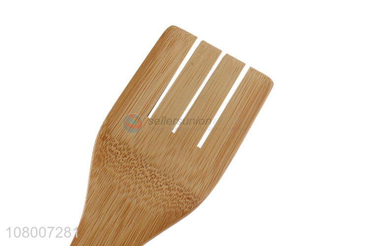 Hot selling bamboo long handle household kitchen utensils slotted spatula