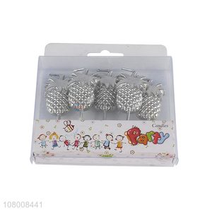 Good quality creative fruit candles silver pineapple shape birthday candles