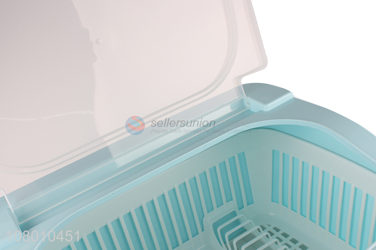 Popular products blue plastic storage box dish drying rack