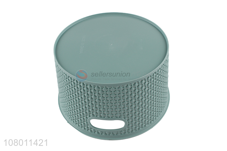 Wholesale green plastic storage basket with lid universal storage bucket