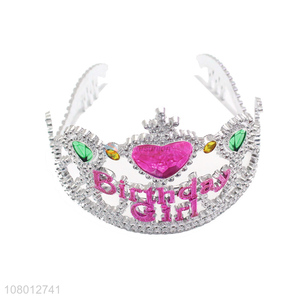 China factory girls plastic birthday tiaras for hair accessories