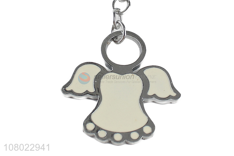 Recent design adorable key chain metal enameled keyring angel keychain
