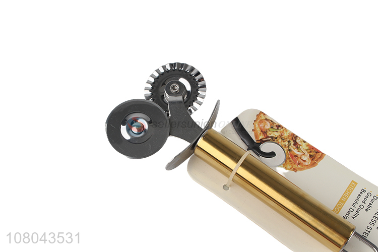 Hot sale stainless steel double-headed pizza slicer pizza wheel