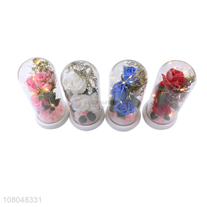 Yiwu market wholesale multicolor rose flower lantern glass crafts