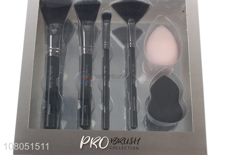 Wholesale 4pcs makeup brush kit with sponge professional makeup brush set