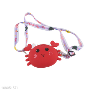 Wholesale cartoon crab silicone coin bag zipper purse for kids women