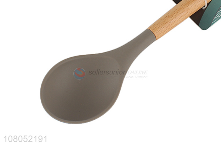 Hot items bpa free kitchen utensils silicone cooking spoon with wooden handle