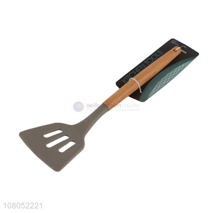 Best sale cooking utensil silicone slotted turner spatula with wooden handle