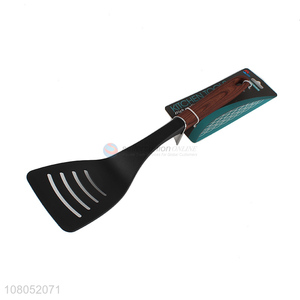 Custom logo food grade cooking tools wood grain nylon slotted turner spatula