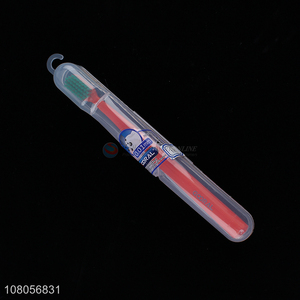 Low price red plastic portable travel toothbrush wholesale
