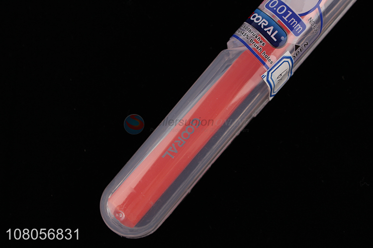 Low price red plastic portable travel toothbrush wholesale