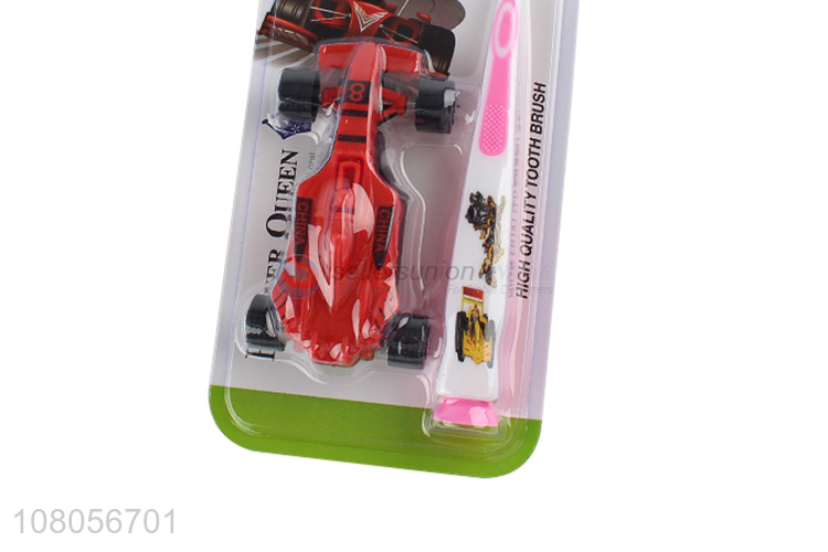 Wholesale plastic portable travel toothbrush with toy car