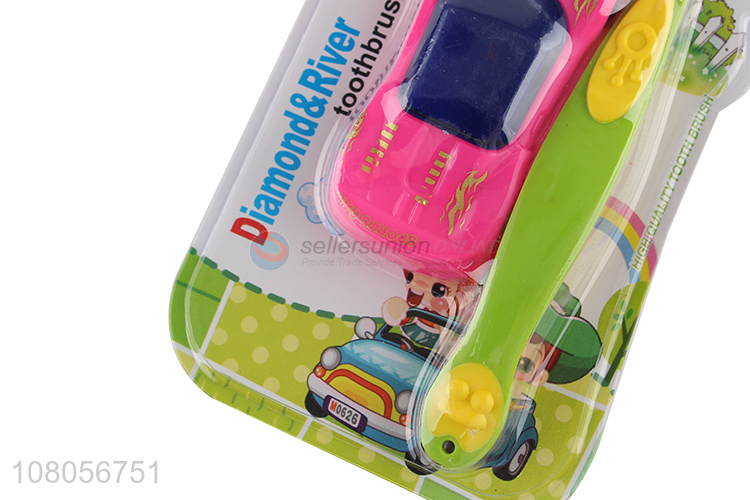 New arrival green plastic household toothbrush with toy car