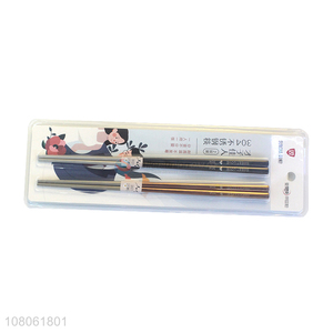 Custom Reusable Stainless Steel Chopsticks Set For Couples