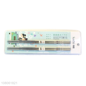 Good Quality 2 Pairs Stainless Stee Chopsticks Set For Home