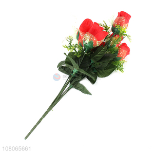 Good selling red plastic fake flower for indoor decoration