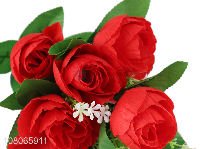 Good selling red rose plastic simulation flower wholesale