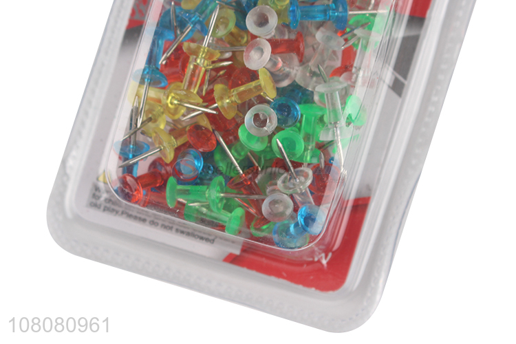 Good quality clear colorful plastic head push pins thumbtacks steel point