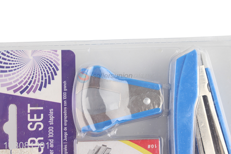 Wholesale stationery 10# stapler set with stapler, remover and 1000 staples