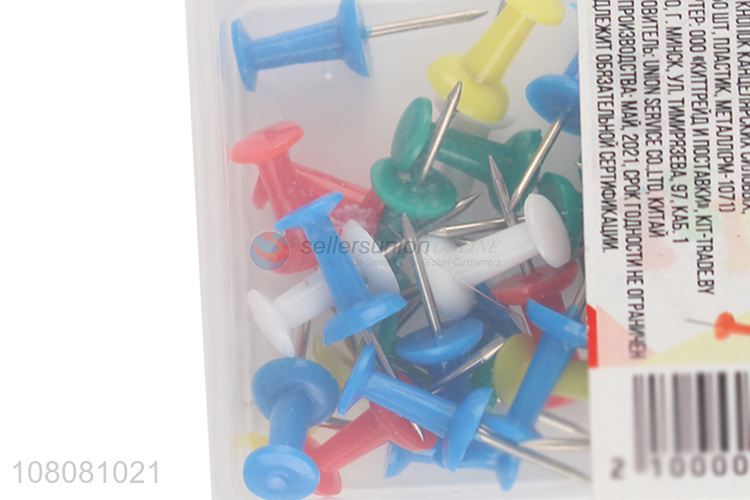New arrival colorful plastic head steel point push pins map thumbtacks