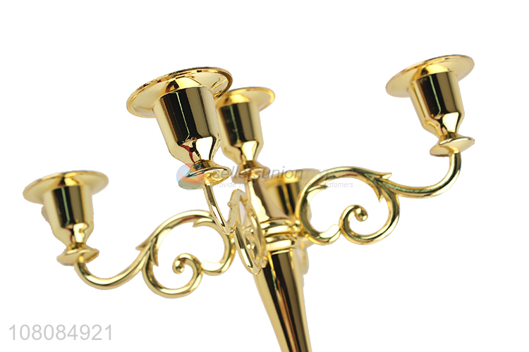 Yiwu market golden retro five-headed candle holder for household