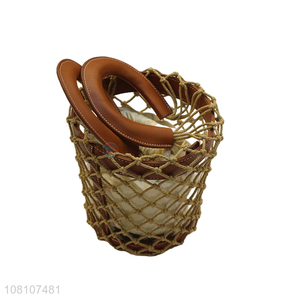 Good Quality Rope Woven Bucket Bag Beach Hand Bag