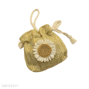Good Quality Handmade Straw Bag Drawstring Hand Bag For Ladies