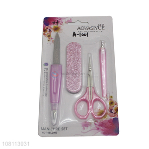 Yiwu products 4pieces plastic nail polishing care manicure set