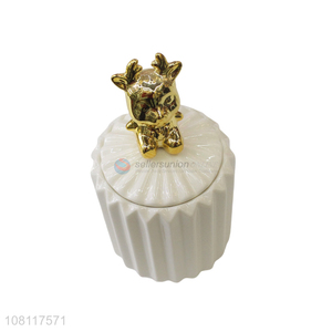 China wholesale cute ceramic animal trinket case jewelry box