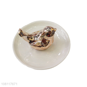 New arrival ceramic bird ring holder animal jewelry dish tray