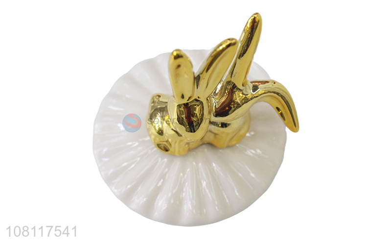 China wholesale cute ceramic jewelry box bunny ring holder