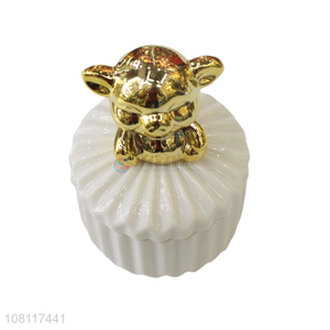New hot sale ceramic animal jewelry case cute animal candy box
