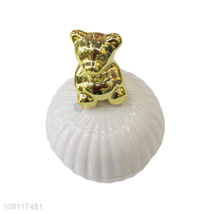 Wholesale lovely ceramic bear jewelry box candy box for gift