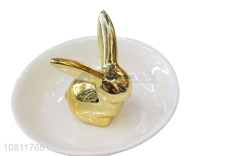 Wholesale ceramic bunny ring holder jewelry dish for earrings
